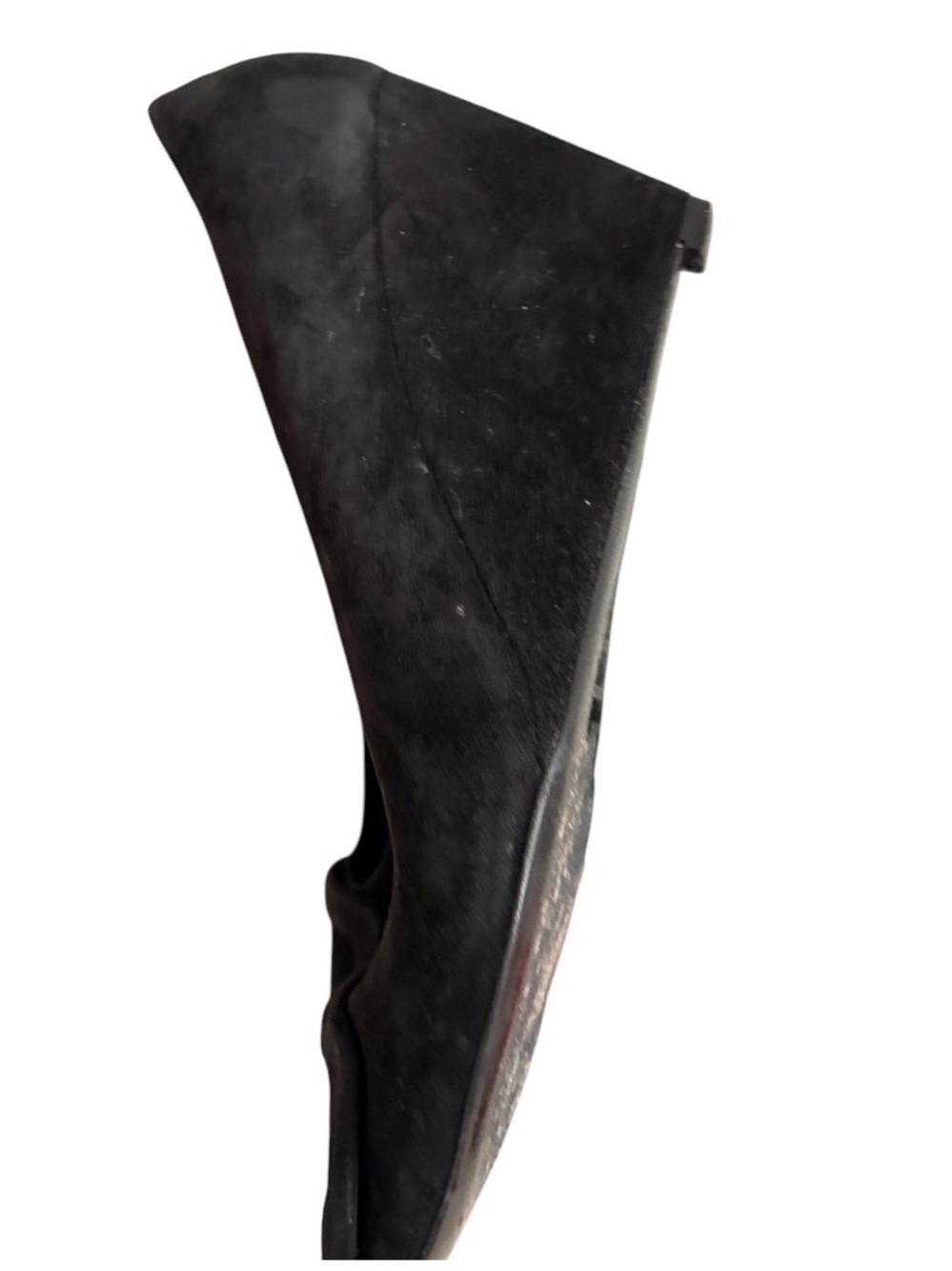 Black Women's Suede Square-Toe Pumps with Decorative Buckle - Picture 4 of 5
